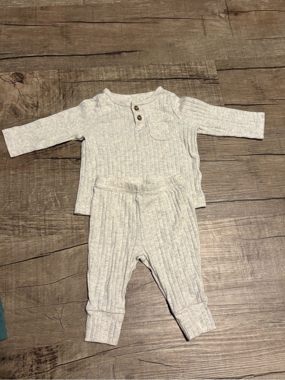 Neutral Ribbed Baby Two-Piece Sets - Picture 3 of 6
